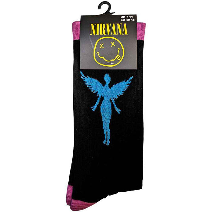 Nirvana Unisex Terry Socks: In Utero Blue Angel Rock Off