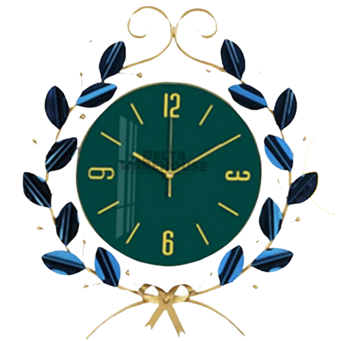 Nordic Style Silent Metal Wall Clock | Leaves & Vines