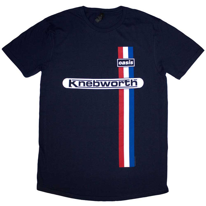 Oasis Unisex T-shirt , Knebworth Vertical Stripe Rock Off