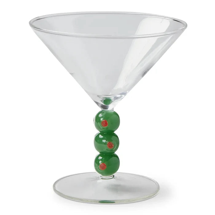 Olive Martini Glass Borosilicate Glass Green Multi