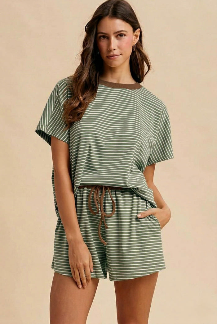 Olive/Brown Striped Top