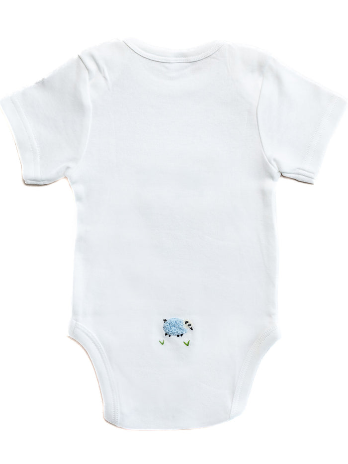 Onesie (Short Sleeve), Combed Cotton, Blue Sheep