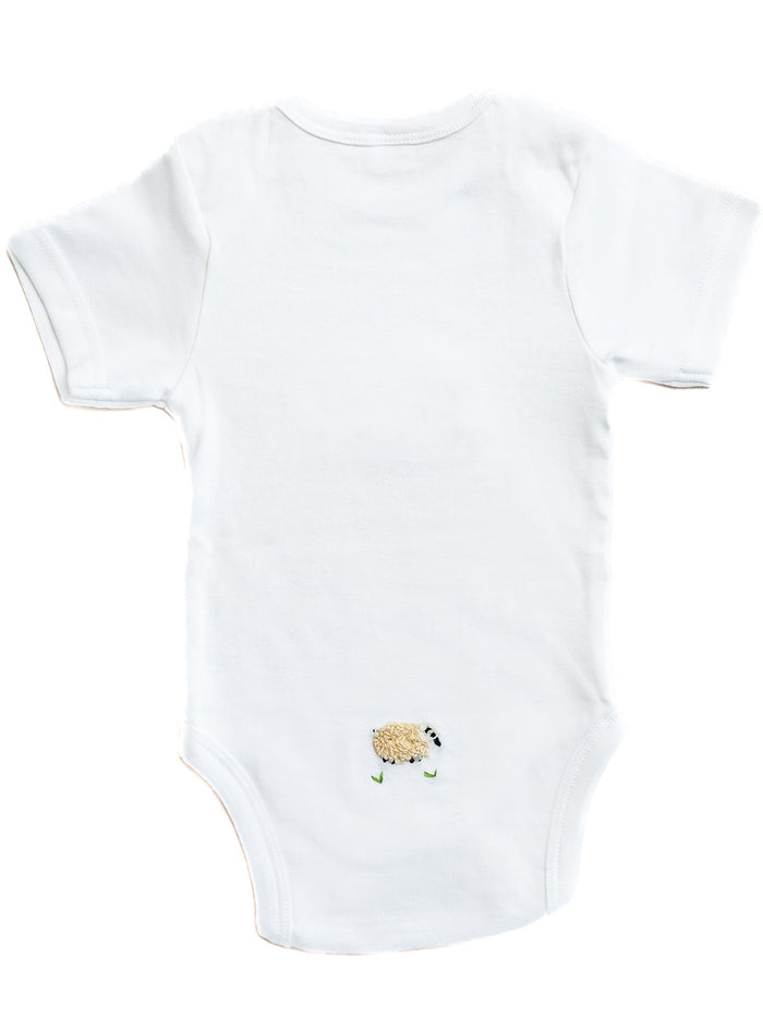 Onesie (Short Sleeve), Combed Cotton, Cream Sheep