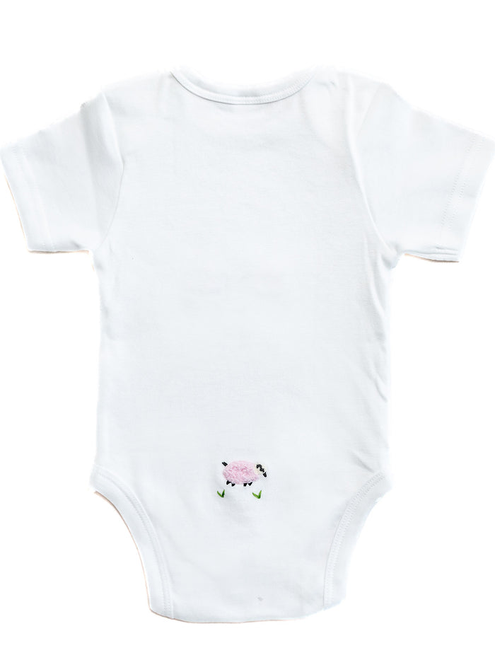 Onesie (Short Sleeve), Combed Cotton, Pink Sheep