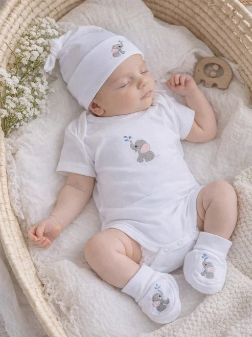 Onesie (Short Sleeve), Combed Cotton, Splash Elephant