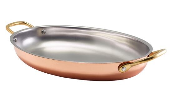 Oval Dish Copper Plated 30cm x 21cm x 4cm (L x W x H)  (Box Of 3)