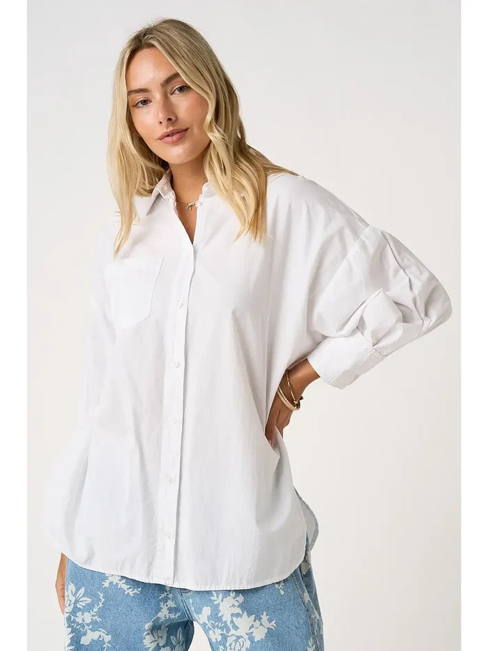Oversized Button Down Long Sleeve Boyfriend Shirt