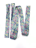 paisley cinch strap set off billet and Latigo pink yellow and blue - Tiffanys Braided Tack LLC