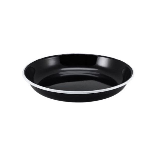 Pasta / Rice Enamel Plate Black With White Rim 20 x 3cm (Box Of 12)