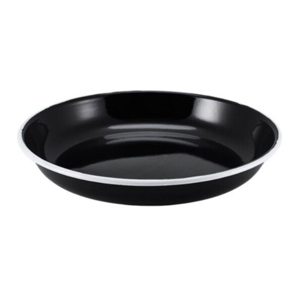 Pasta / Rice Enamel Plate Black With White Rim 24 x 4cm (Box Of 12)