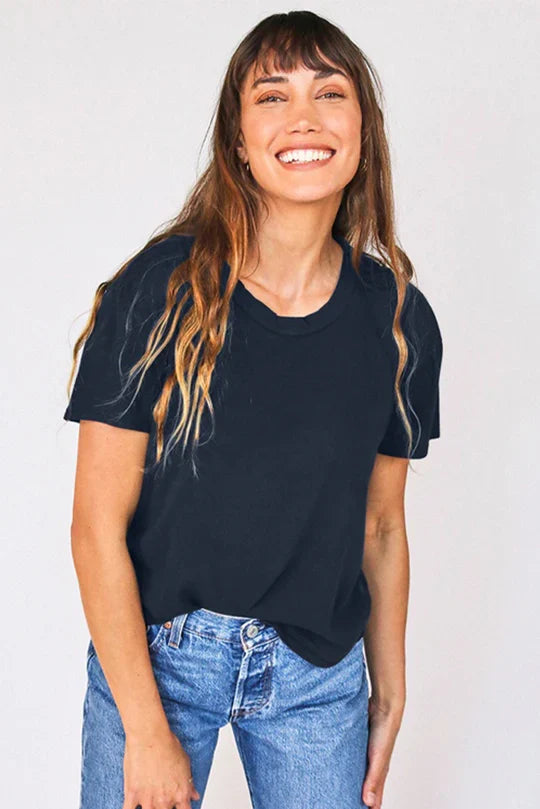 Perfect White Tee - Harley Boxy Crew in Navy