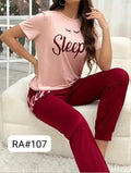Pink Sleep Eyes Printed Pajama Set