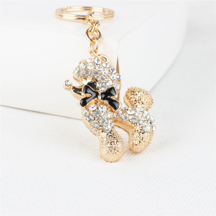 Poodle Crystal  Keychain