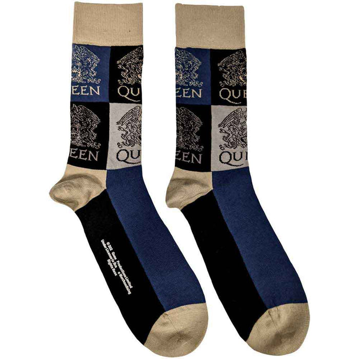 Queen Unisex Ankle Socks: Crest Blocks Rock Off