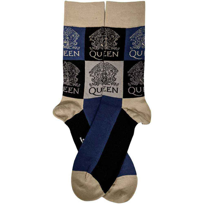 Queen Unisex Ankle Socks: Crest Blocks Rock Off