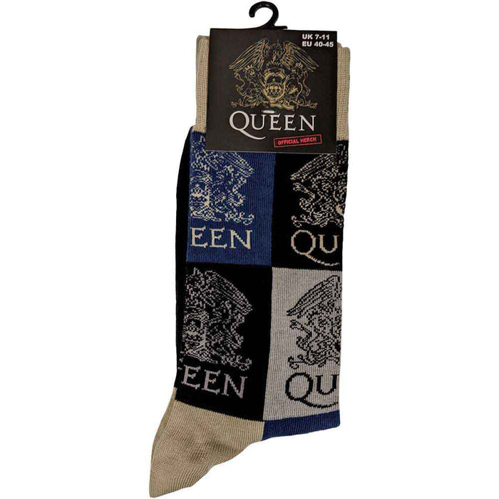 Queen Unisex Ankle Socks: Crest Blocks Rock Off