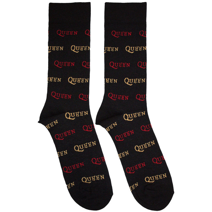 Queen Unisex Ankle Socks: Logo Repeat Colour Rock Off