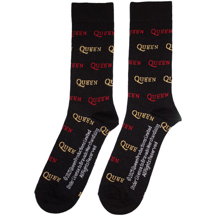 Queen Unisex Ankle Socks: Logo Repeat Colour Rock Off