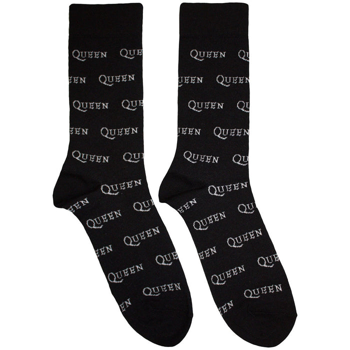 Queen Unisex Ankle Socks: Logo Repeat Mono Rock Off