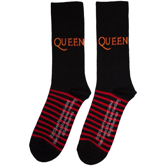 Queen Unisex Ankle Socks: Logo & Stripes Rock Off