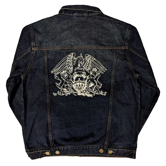 Queen Unisex Denim Jacket - White Crest Rock Off