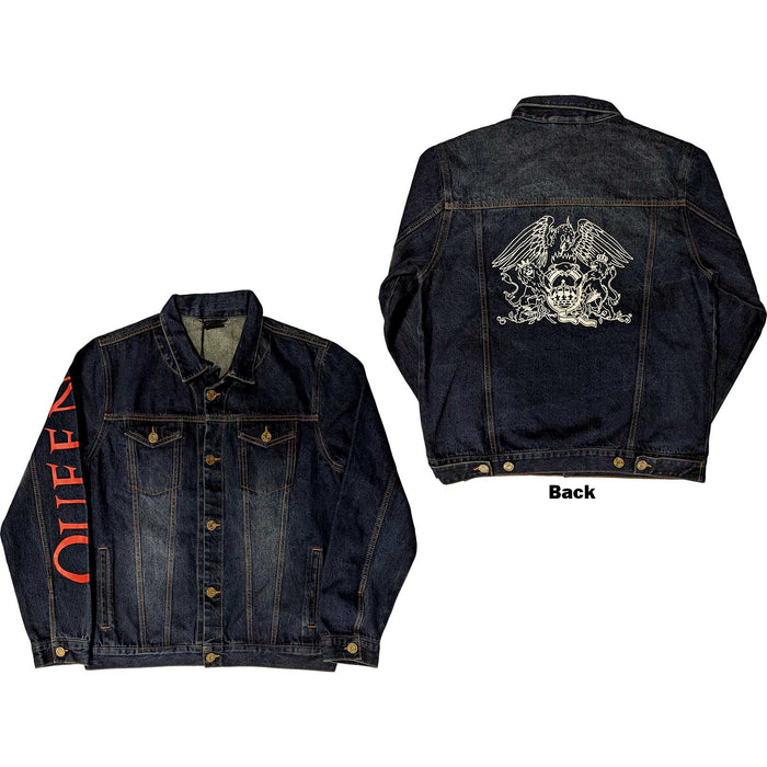 Queen Unisex Denim Jacket - White Crest Rock Off