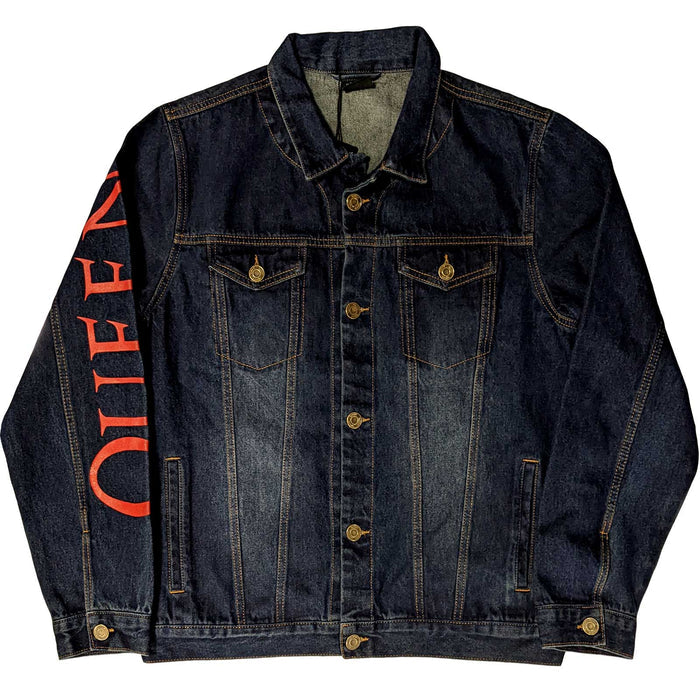 Queen Unisex Denim Jacket - White Crest Rock Off