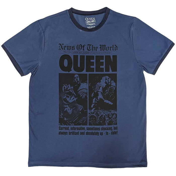 Queen  Unisex Ringer T-shirt - News Of The World 40th Front page Rock Off