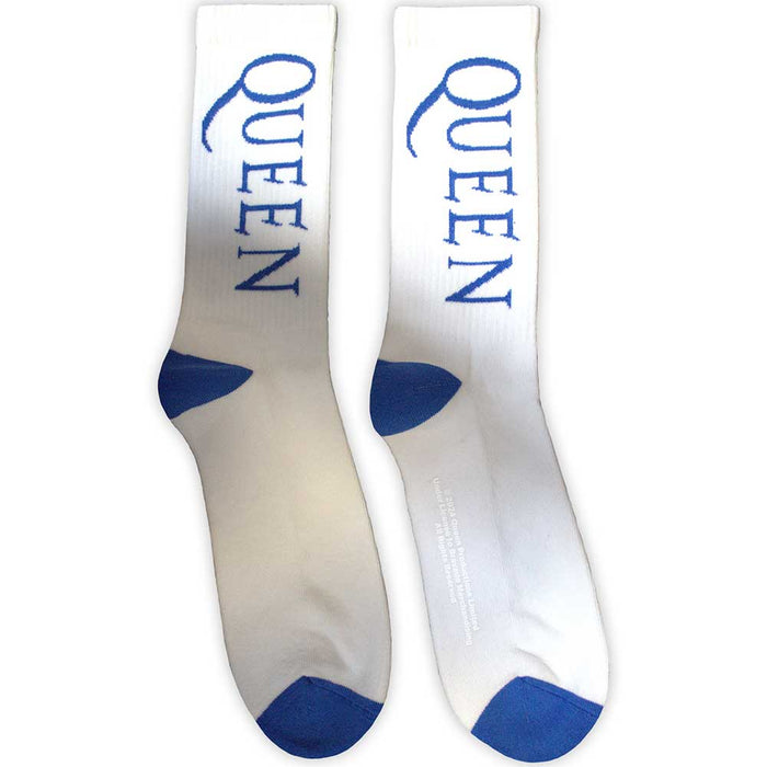 Queen Unisex Terry Socks: Blue Logo Rock Off
