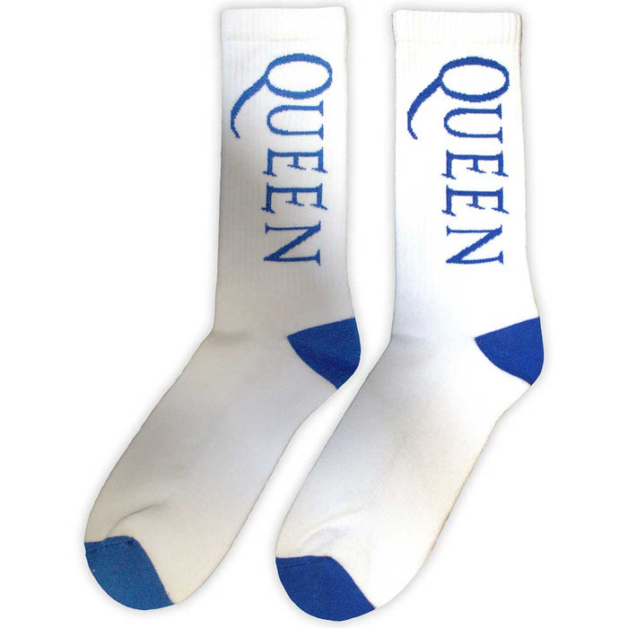 Queen Unisex Terry Socks: Blue Logo Rock Off