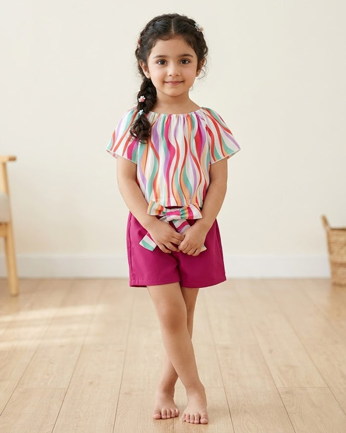 Rainbow Half Sleeves Kids Short Set