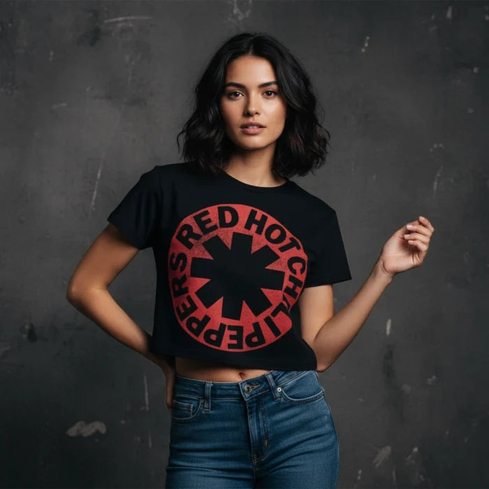Red Hot Chili Peppers Ladies Crop Top: Asterisk Circle