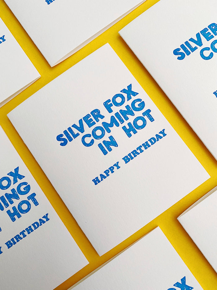 Richie Designs - Silver Fox Coming In Hot - Funny birthday, Greeting Card