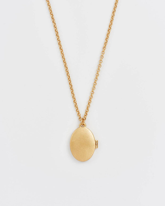 Robin & Blackberry Gold Oval Locket Necklace