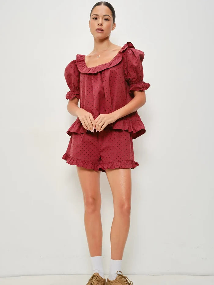 Rohan Frill Polka Dot Blouse