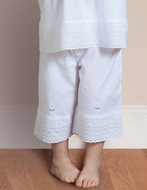 Rosie White Cotton Pant Set, Embroidered