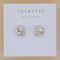 Round Cz - Clear - Gold Earrings