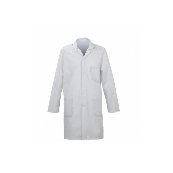 Russum Coat White Poly/Cotton Unisex Stud Front