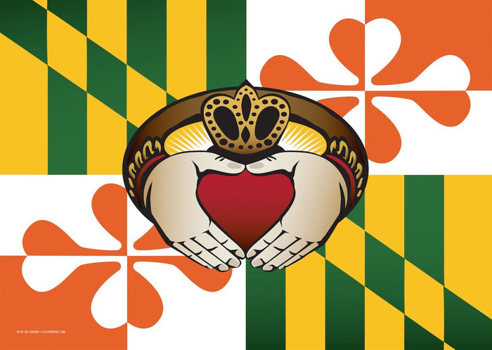 Maryland Irish Claddagh Large House Flag by Joe Barsin, 28x40