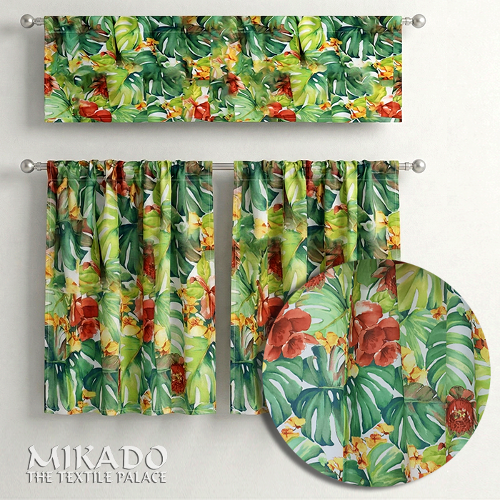 Shelly Botanical | Kitchen Curtains | Cotton (Buy 1 Get 1 Free)