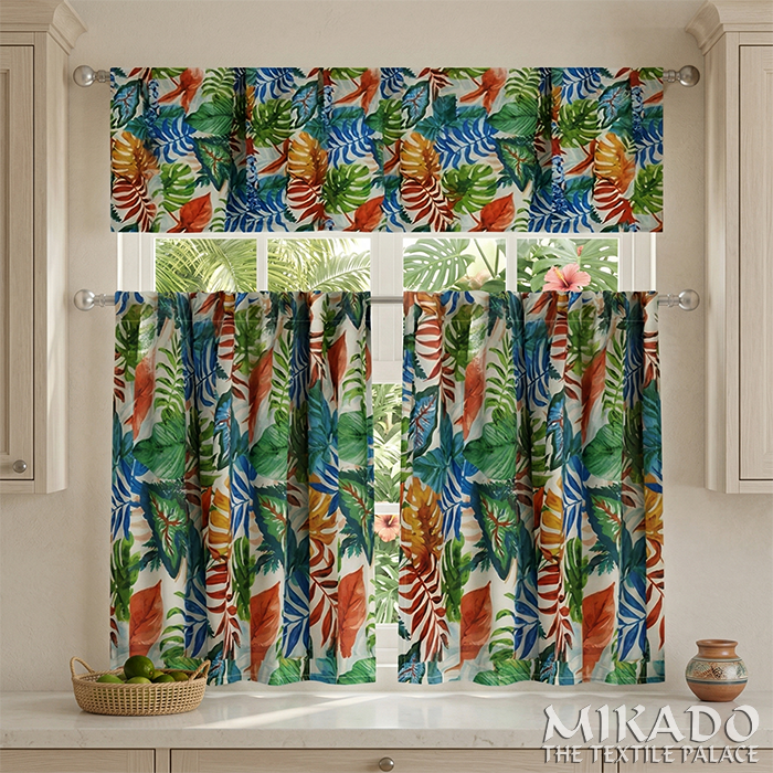 Shelly Botanical | Kitchen Curtains | Cotton (Buy 1 Get 1 Free)