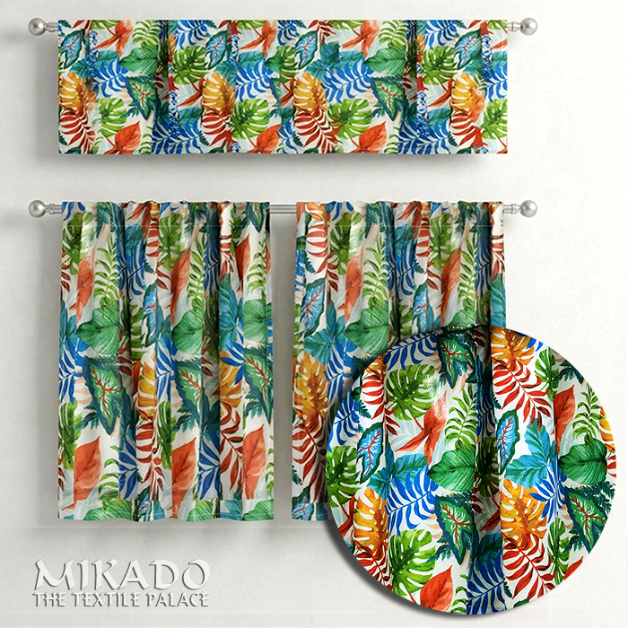 Shelly Botanical | Kitchen Curtains | Cotton (Buy 1 Get 1 Free)