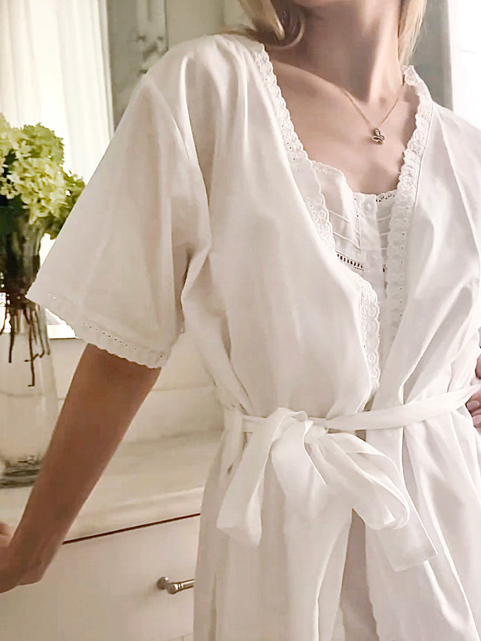 Short Sleeve Lace Robe + Kristen Nightgown