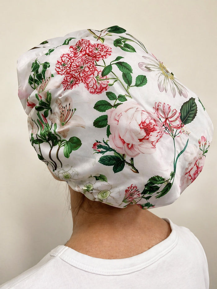 Shower Cap, Peony Design (Pink)