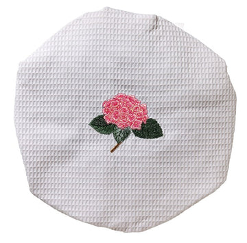 Shower Cap, Waffle Weave, Embroidered Botanical