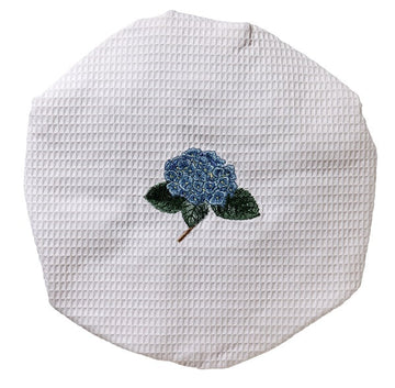 Shower Cap, Waffle Weave, Embroidered Botanical