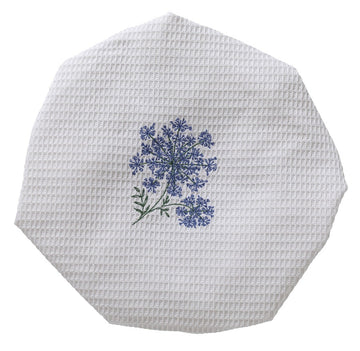 Shower Cap, Waffle Weave, Embroidered Botanical