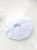 Shower Cap, Waffle Weave, Embroidered Coastal