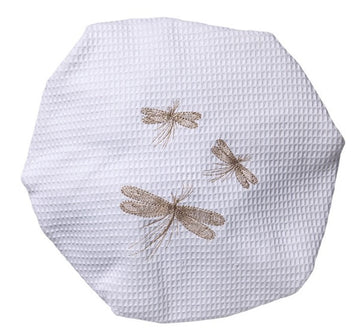 Shower Cap, Waffle Weave, Embroidered Nature