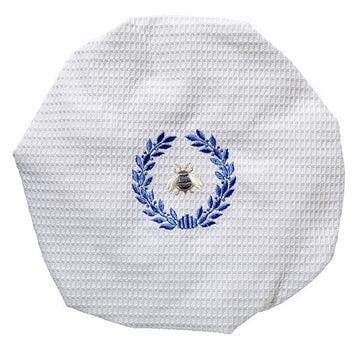 Shower Cap, Waffle Weave, Embroidered Nature